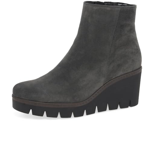 Gabor Women's Utopia Chunky Wedge Heel Ankle Boots 8 Pepper Suede