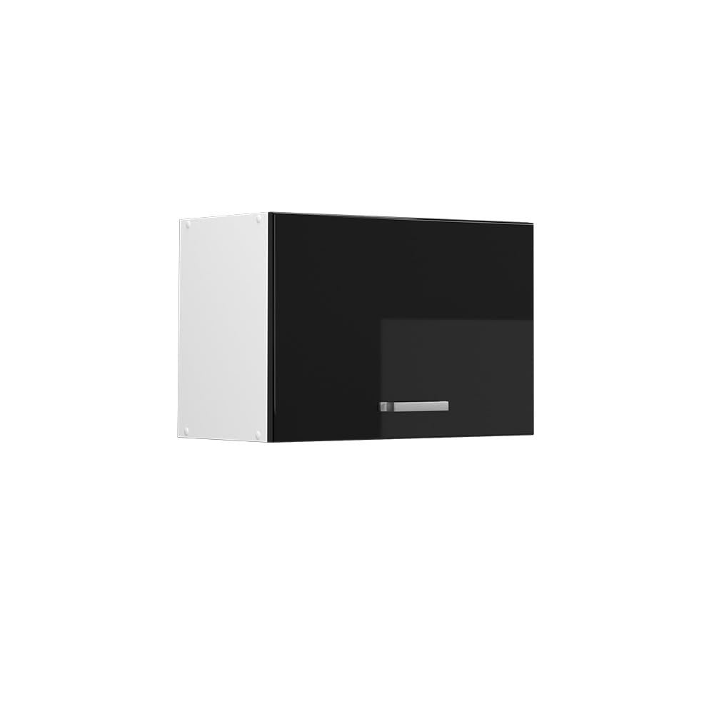 Vicco Wall cabinet Raul, Black high gloss, 60 cm Flat, for flexible combination within modular kitchen systems