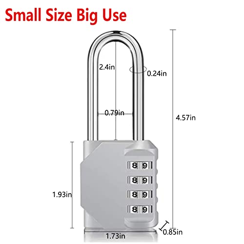 Image of 2.6 Inch Long Shackle Combination Padlock, 4 Digit Resettable Outdoor Waterproof Lock, Combo Lock for School, Gym or Sports Locker, Employee Locker, Fence, Gate,Toolbox, Case, Hasp Storage
