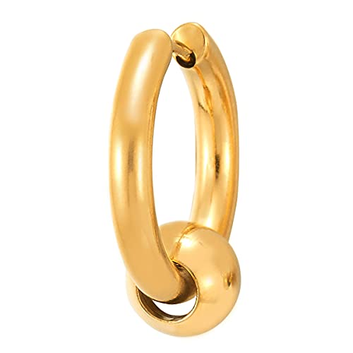 Gold Color Huggie Hoop Earrings Hinged Circle with Beads Stainless Steel, for Men Women, 2pcs by COOLSTEELANDBEYOND - Used condition - Image 2