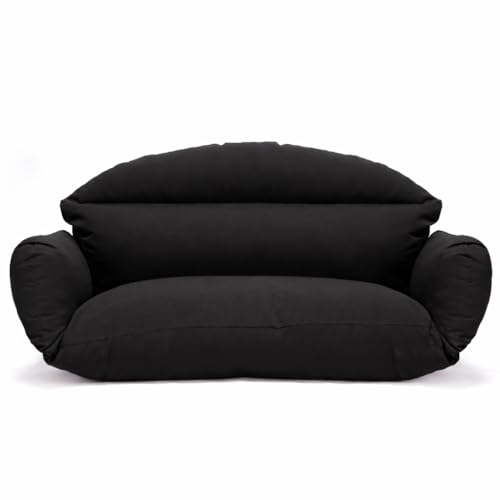 Image of Double Seater Cushion Set - Polyester Fabric Padded Seat for Hanging Egg /Garden Jhula (Black)