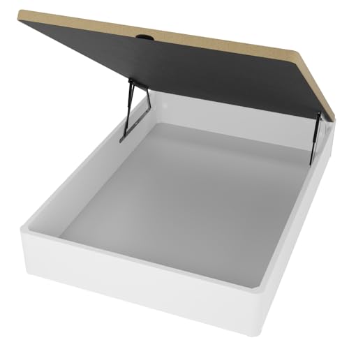 Somnia Descanso - Canapé Abatible de Madera Súper Reforzado con Gran Capacidad, Esquinas Redondeadas, 90 x 190, Blanco