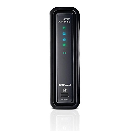 ARRIS SURFboard SBG6580-2 8x4 DOCSIS 3.0 Cable Modem/Wi-Fi N600 (N300 2.4Ghz + N300 5GHz) Dual Band Router - Retail Packaging Black (570763-034-00)