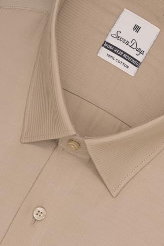 Image of 7-DAYS Men's Plain Full Sleeve 100% Pure Cotton Formal Shirt - Solid Regular Fit, Ideal for Business, Work, and Suits