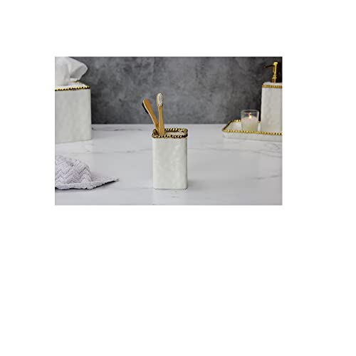 Pampa Bay Van2718Wg Toothbrush Holder With Gold Beads, 4.5-Inch Height, Porcelain #TOP3