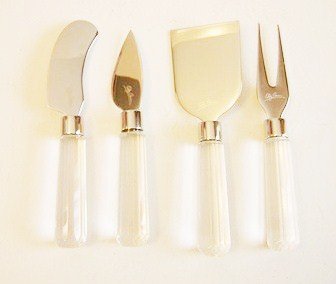 Oleg Cassini Set Formaggio 4PZ. con Manico in Cristallo Senza Scatola Regalo