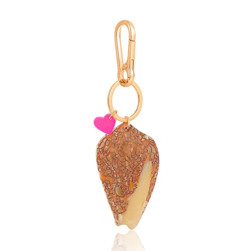 Personalized Hebrew Cone Shell Keychain - Textile Cone Shell Bag Charm