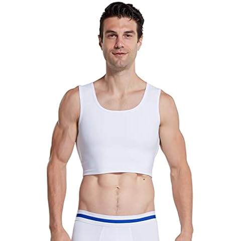 BaronHong Men Hide Gynecomastia Pullover Chest Binder Compression Slimming Undershirt Male Corset Tank Tops(white,L) Cover