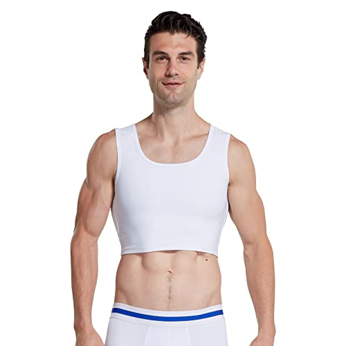 BaronHong Hommes Cacher Gynécomastie Pull Poitrine Binder Compression Minceur Maillot Homme Corset Débardeurs (Blanc, M)