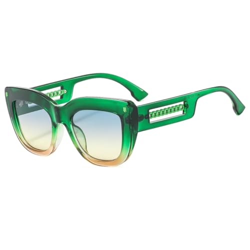 Lunettes de soleil œil de chat pour femmes au design luxe vintage avec verres teintés verts