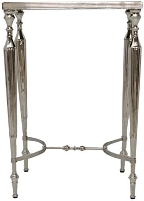 Como Cakra Square Accent Side End Table with Mirrored Top (Knock-Down), Aluminum, Smaller Spaces, Living Room, Bedroom, Contemporary-Nickel Plating