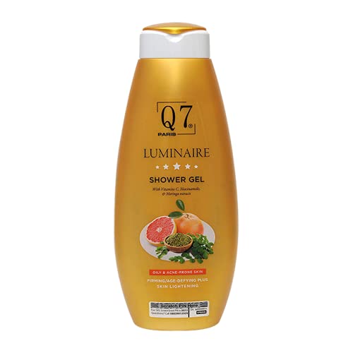 Q7 Paris Luminaire Skin Lightening Skin Firming Age Defying Plus Shower gel with Vitamin C, Niacinamide and Moringa Extracts for Sensitive skin & Oily & Acne Prone Skin ? 750ml