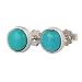 ZENGORI 1 Pair 7MM 925 Sterling Silver Round Natural Turquoise Stud Earrings for Women SS186