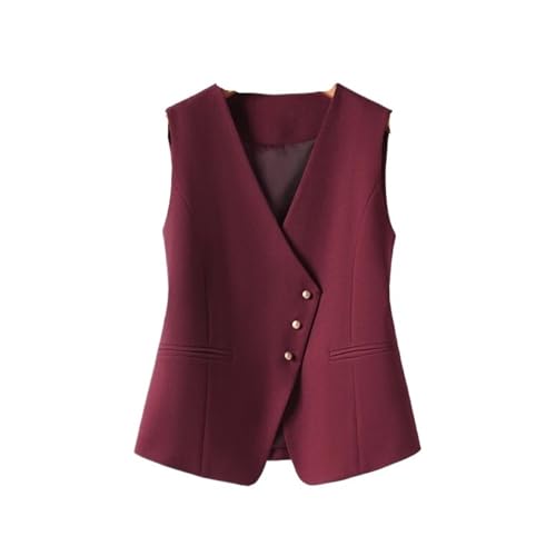 Women's Vest Sleeveless Suit Jacket V-neck Diagonal Buckle Work Office Suit Vest Top