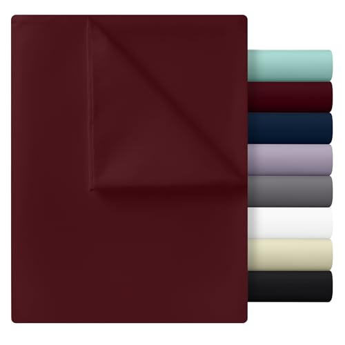 Utopia Bedding - Bettlaken ohne Gummizug 266x259cm - Weich Gebürstetes Polyester - Mikrofaser Flaches Laken – Burgunderrot