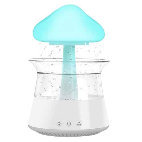 Bezavea Cloud Rain Humidifier, Colorful Light Raindrop Aroma Diffuser Humidifiers with 7 Color Changing Lights, Essential Oil Diffuser, Rain Sounds Humidifier Air Humidifiers for Home Office