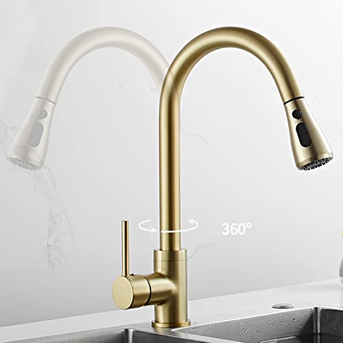 Robinet de cuisine avec douchette extractible pour évier moderne gris - 5