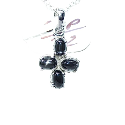 Pendentif Croix Onyx Noir Argent 925 Breloque Femme Noël