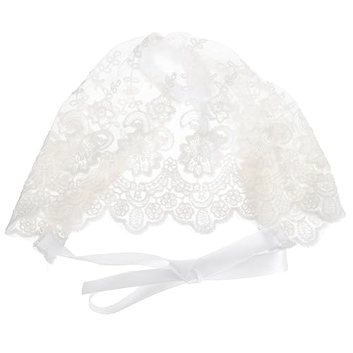 Baby Girl Lace Bonnet Breathable Floral Embroidered Sun Protection Hat for Toddlers 1 Piece White