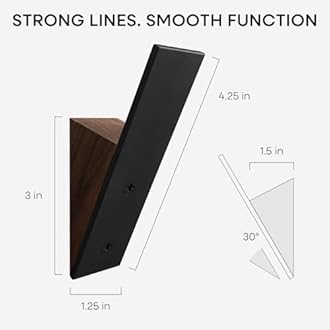 Wall Coat Hook Rack - Set of 3 - Black Walnut Wood Black Metal Decorative Hat Hooks for Hanging Coats - Hat Hangers for Wall