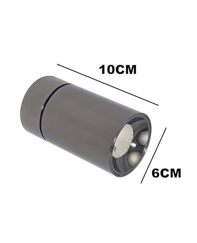 Image of Mufasa 12 Watts Black Chrome Adjustable LED Round Surface Light Cylindrical Shape Indoor Ceiling Mounted Spot Light Down Light Aluminum Body (Warm White)