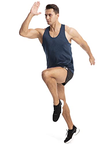 Vislivin Workout Tank Tops For Men Quick Dry Y-Back Tanks Bodybuilding Sleeveless Shirts-4 Packs Black/Grey/Navy Blue/Wine Red L #TOP3