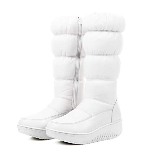 MIOKE Women's Winter Waterproof Rain Snow Boots Mid Calf Fur Lined Zipper Platform Cold Weather Snow Boot2