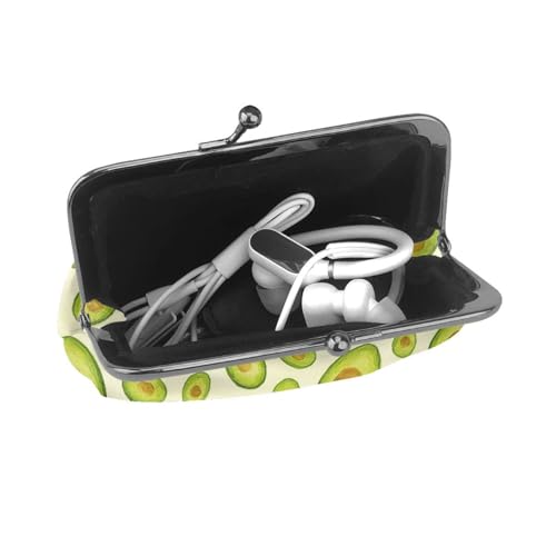 Pu Leather Buckle Coin Purse Watercolor Avocado Girls Kiss-Lock Change Purse Wallets4
