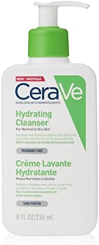 CeraVe SA Smoothing Face and Body Cleanser for Dry, Rough and Bumpy Skin 236ml with Salicylic Acid & Hydrating Cleanser for Normal to Dry Skin 236 ml with Hyaluronic Acid and 3 Essential Ceramides