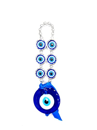 Image of AUGEN Evil Eye Wall Hanging Seven Design Blue Ornament for Home Office Shop Decor (7 Inches, 2733)