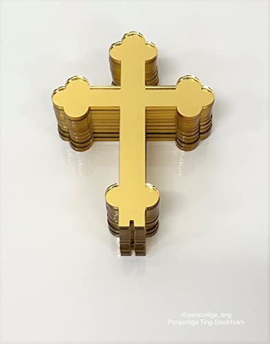 Regalo de bautizo 10 piezas de pie cruz dorada recuerdos de plexiglás para comunión 4