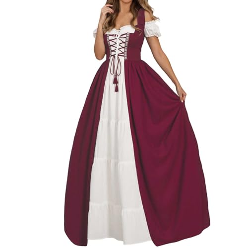 Vestido medieval mujer con encaje de época para recreación cosplay