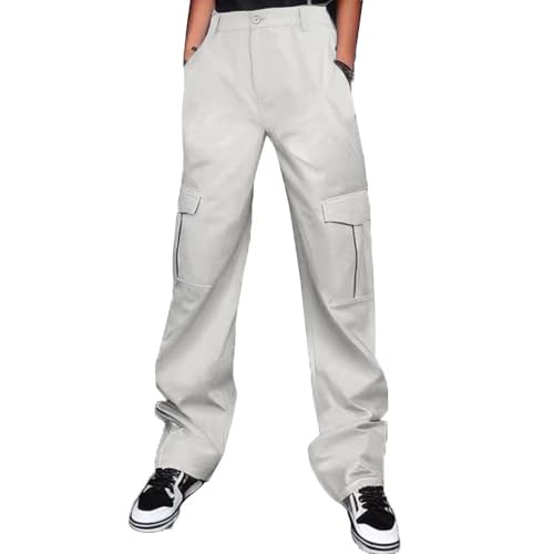 Women High Waisted Cargo Pants with Pockets Bussiness Casual Wide Leg Pants