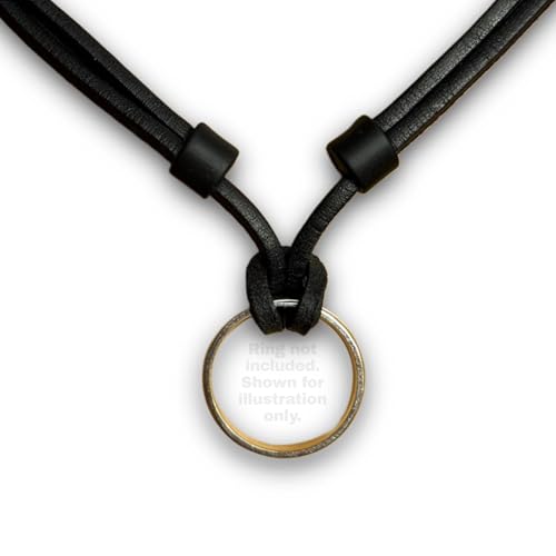 HANA LIMA Ring Holder Necklace for Men & Women - Adjustable Leather Necklace for Wedding Ring or Wedding Band, Handmade in Germany, Black Leather Cord, 14-25.5 Inches