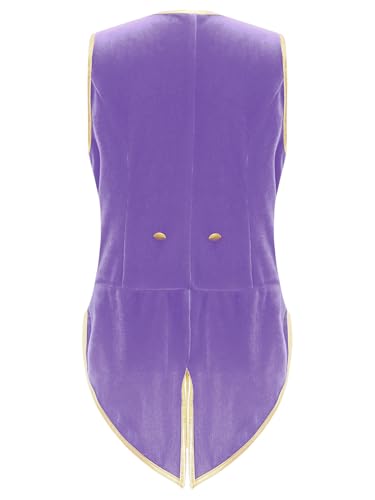 Moily Kids Boys Velvet Vintage Medieval Vest Victorian Renaissance Steampunk Tailcoat Button Down Waistcoat Top2