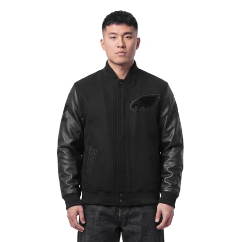 Pro Standard Mens NFL Philadelphia Eagles Triple Black Varsity Jacket by Pro Standard - Used condition - US$174.54
