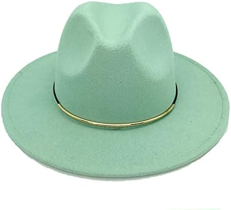 Belt Buckle Wide Brim Panama Fedora Cap 