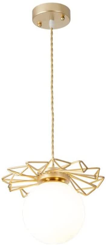 Suspension boule de verre blanc et or pour une ambiance de chevet cosy et moderne