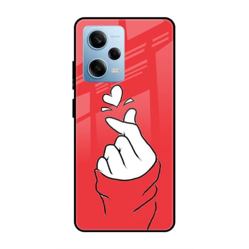 Image of SmashItUp Finger | Red | Heart Designer Printed TPU Metal Case Mobile Back Cover for Redmi Note 12 Pro 5G