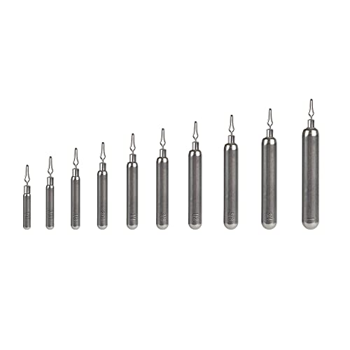 Muunn 10 Pack Tungsten Skinny Drop Shot Weights,Tungsten Drop Shot Fishing Sinkers Kit For Drop Shot Rig,Skinny Shape Sinker(Plain,3/16Oz) #TOP9