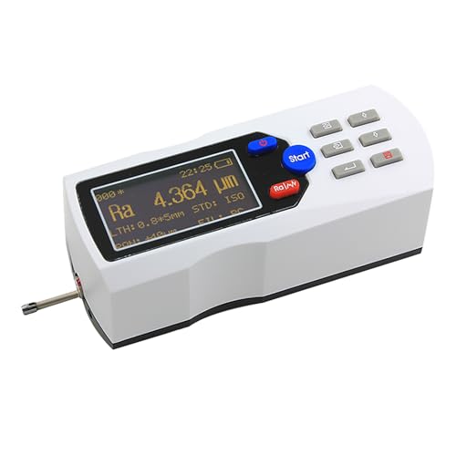 Surface Roughness Tester, Handheld Surface Roughness Meter with LCD Display and Diamond Probe, Measuring Range 160μm and Precision 0.001μm, 100 Data Storage and Rechargeable, for Industrial