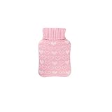 Hugo Frosch Mini-Wärmflasche 0,2 l mit Strickbezug rosa Herzen