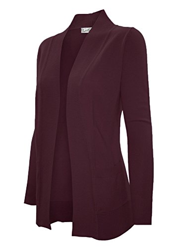Image of Cielo Women's Solid Basic Open Front Pockets Knit Sweater Cardigan