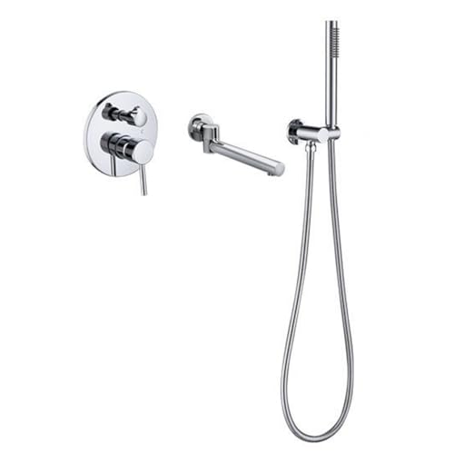 Mitigeur de bain-douche chromé avec pommeau pivotant à 90 degrés et flexibles