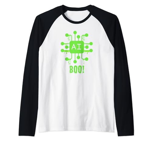 Scary Halloween Tee - Inteligencia Artificial AI Monster Camiseta Manga Raglan