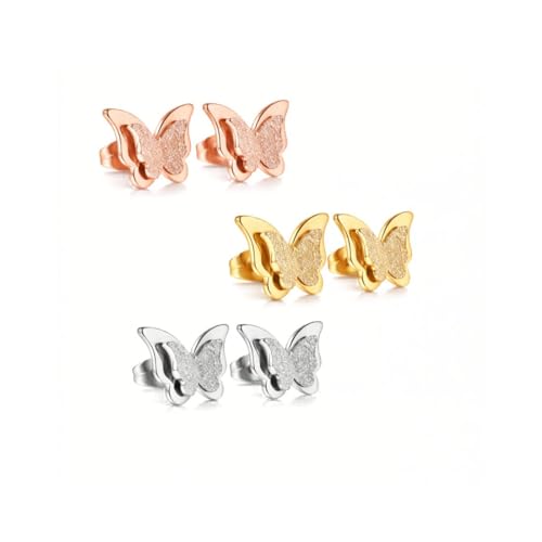 Image of Nilu's Collection Charming Dual Butterfly Classic Stud Earrings For Girls and Women | Anti-Tarnish | Anti- Allergy