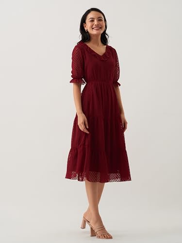 Image of AASK Dress for Women One Piece Kurta Set Tops Knee-Length Fit And Flare Dresses