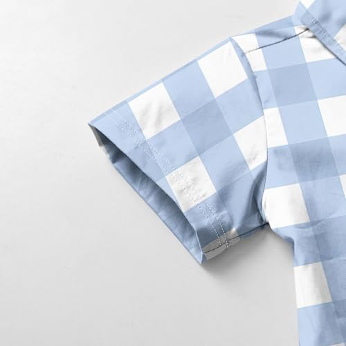 Little Boys Girls Dress Shirts Short Sleeve Cute Summer Button Down Tops Holiday Plaid Party Shirt School Uniform4