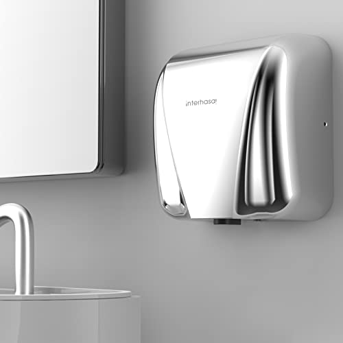 Interhasa! Commercial Hand Dryer, 1800W Stainless Steel Electric Hand Dryers For Bathrooms Commercial, 110V, Plug In (Silver) #TOP5