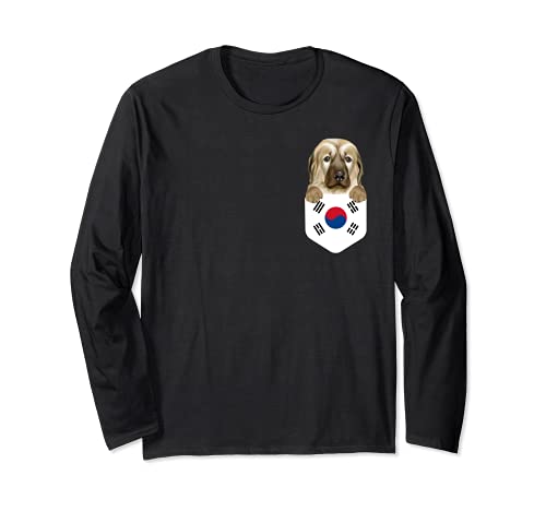 South Korea Flag Anatolian Shepherd Dog Dog In Pocket Long Sleeve T-Shirt, Black